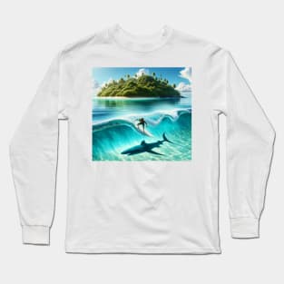 beach surfing big wave surfing Long Sleeve T-Shirt